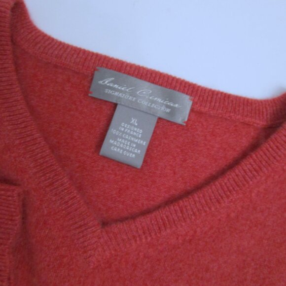 XL Mens Red CASHMERE V Neck Pullover Sweater NWOT Daniel Cremieux France - Picture 8 of 10